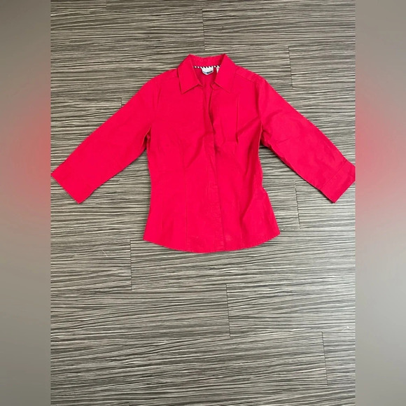 WOMEN'S RIDERS BY LEE TOP BLOUSE SHIRT Size S Stretch 3/4 SLEEVE Buttons - Picture 1 of 8